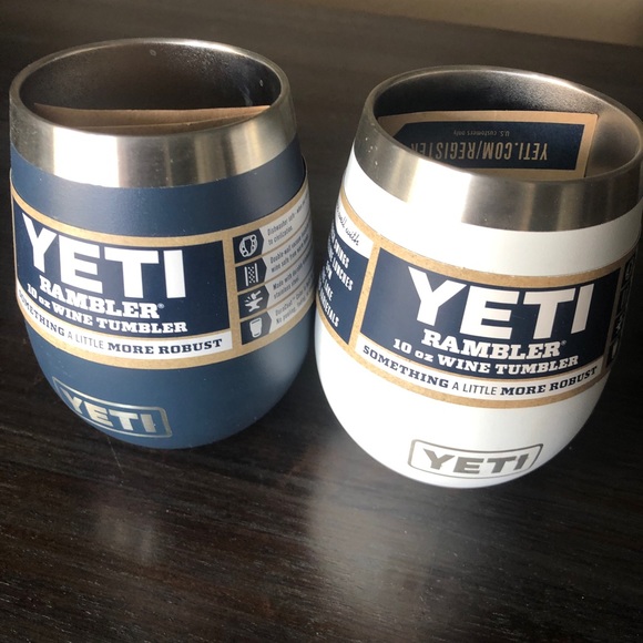 Yeti Dining Yeti Rambler Set Of Two Oz Wine Tumblers Blue And White Poshmark